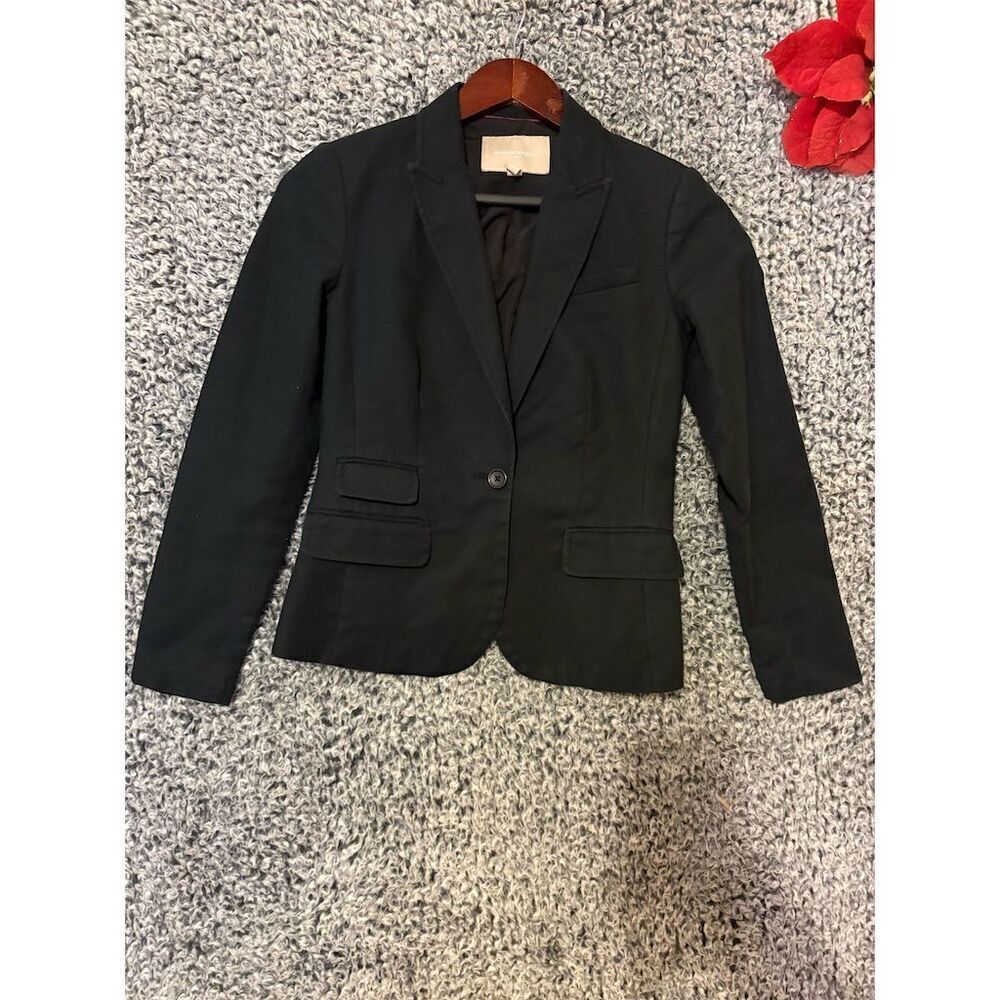 Banana Republic Women's Black Blazer 00P Tailored One-Button Jacket